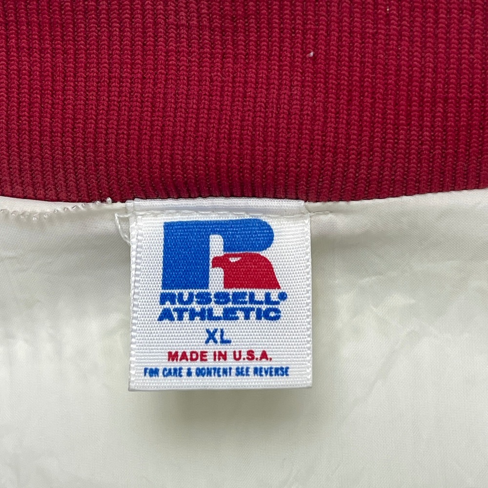 Vintage Arkansas Razorbacks Sweater Mens XL White Waffle V Russell Athletic USA - Picture 2 of 11